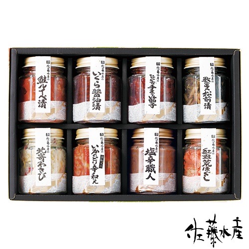 通販ショップの佐藤水産から販売されているご飯のお供、潮合Eセットの商品写真です。