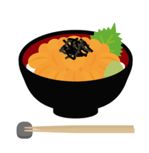 ウニ丼のイラスト。お箸も一緒に描かれている。